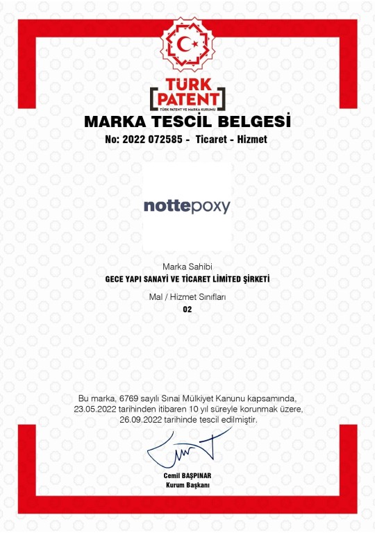 Nottepoxy | Trademark Registration Certificate