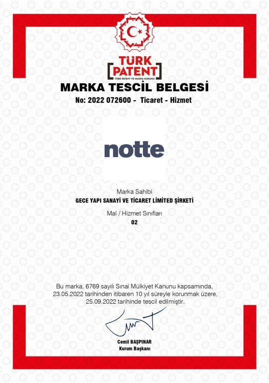 Notte | Trademark Registration Certificate